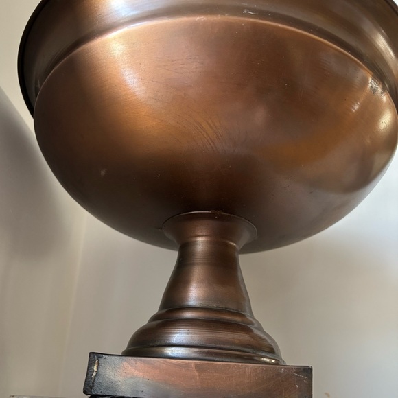 Copper/Bronze Footed Pedestal Base Bowl Urn Large Centerpiece 13.25” W 9.25” T - Picture 8 of 16
